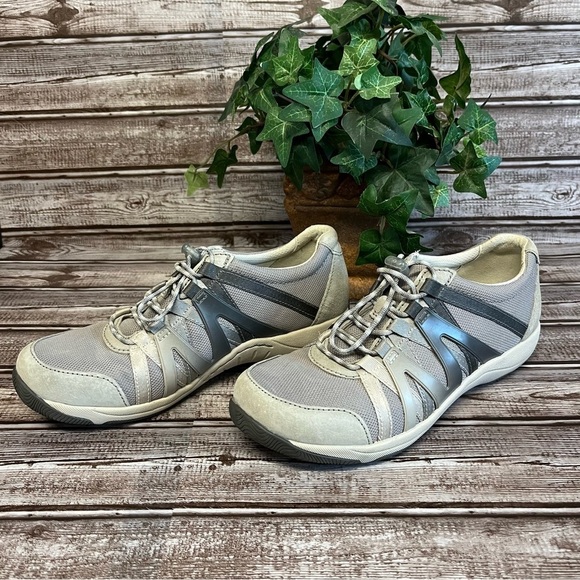 Dansko Henriette Gray Tan Suede Leather Sneaker Size 38 - Picture 1 of 13